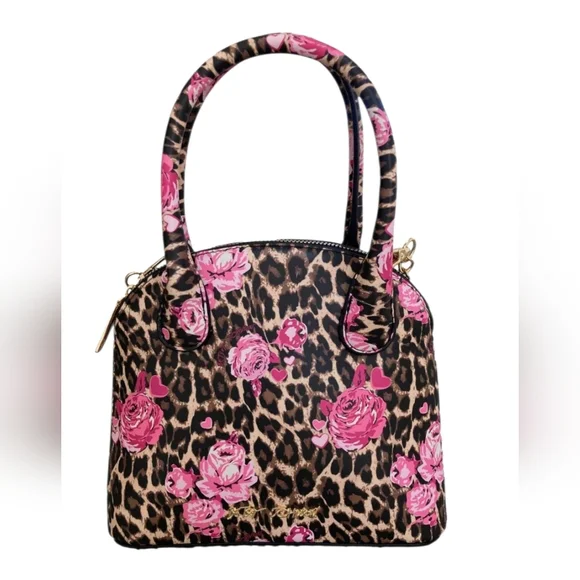 Leopard Print and Pink Floral Women's Bag - Picture 2 of 7